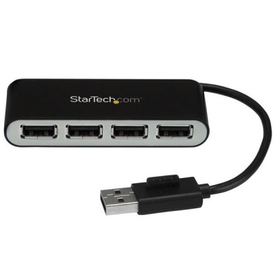 Concentrador USB StarTech.com ST4200MINI2 - USB 2.0, 480 Mbit/s, Negro, Plata, 4 puertos