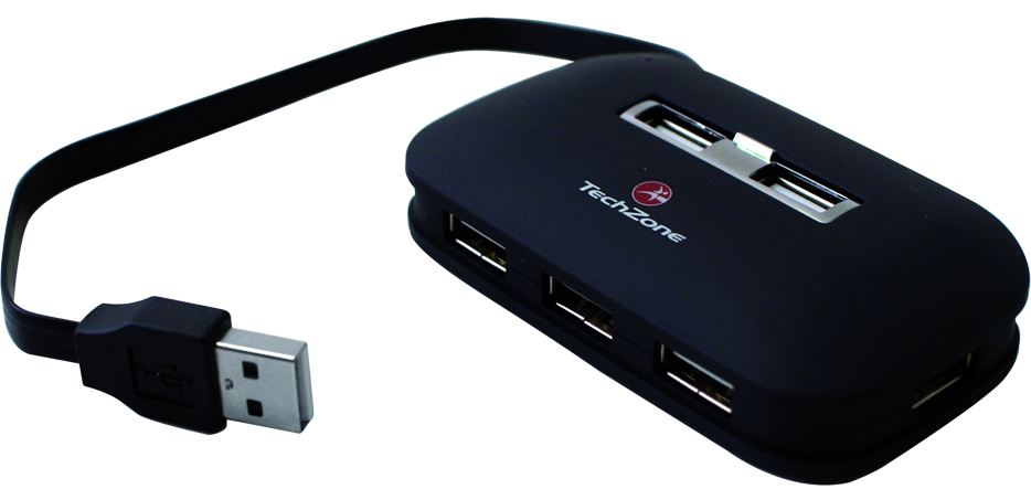 Hub 2.0 TECHZONE TZH07 - USB 2.0, Negro, 7 puertos