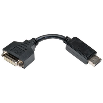 Tripp Lite Adaptador de Cable DisplayPort a DVI - Convertidor para DP-M a DVI-I-F, 15.2 cm [6"], Displayport, DVI-I, Macho/hembra, Negro, 1920 x 1200 Pixele