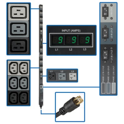 PDU TRIPP-LITE PDU3MV6L2130 - Metered, 0U, Vertical, Acero