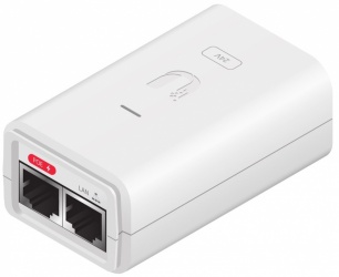 Ubiquiti adaptador PoE - POE-24-7W-G-WH, 1 Puerto LAN, Botón de Reset, voltaje de salida 24VDC @0.3A. Voltaje de entrada: 100-240AC @ 50/60Hz