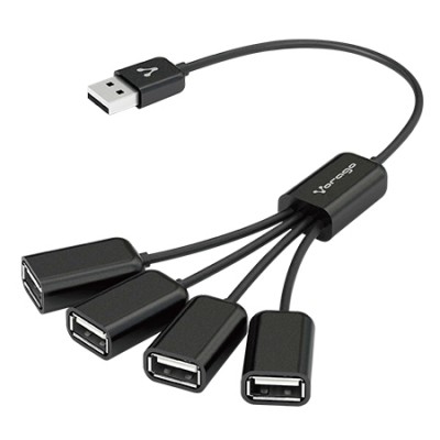 Hub USB VORAGO HU-101 - USB 2.0, Negro, 4 puertos