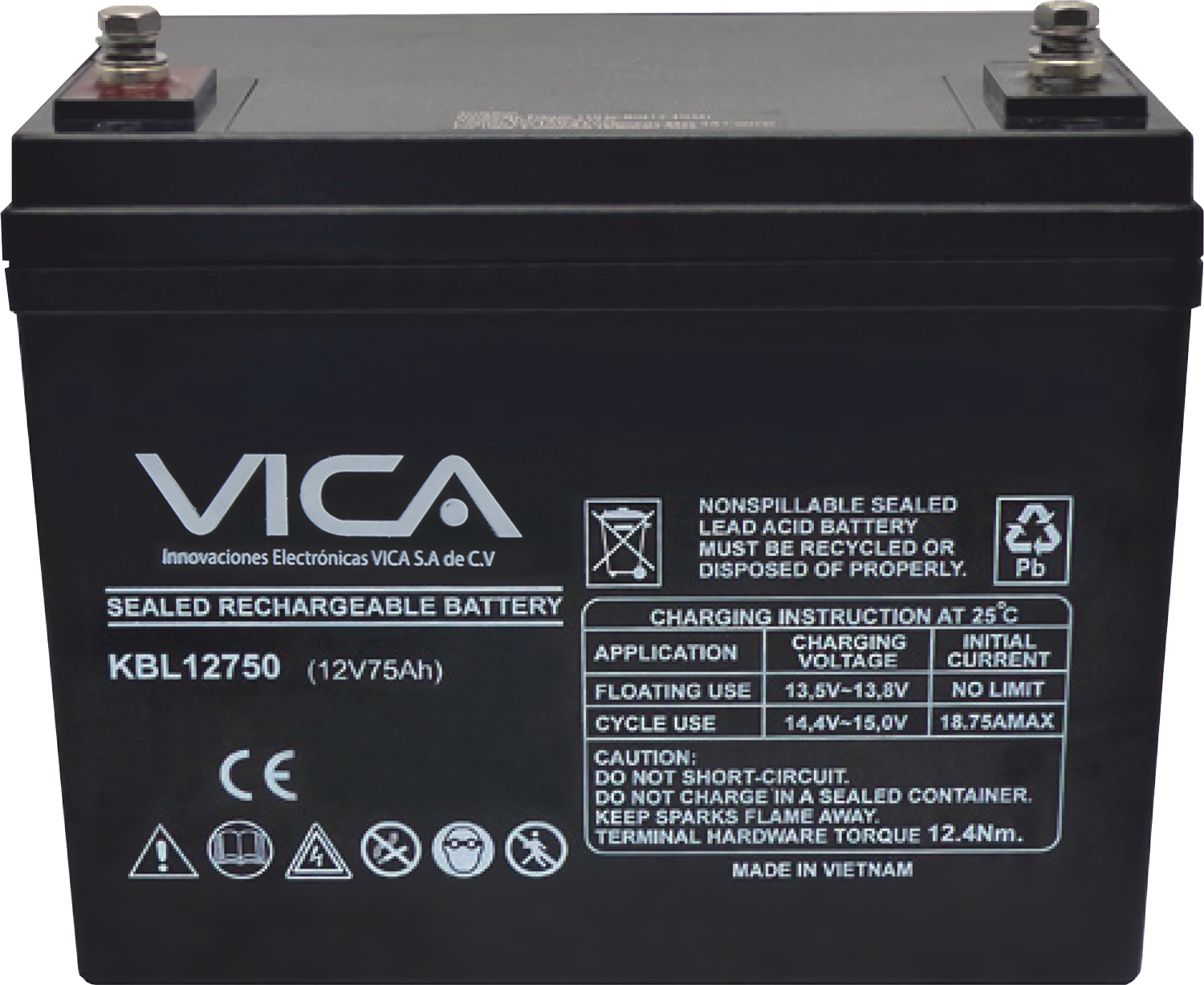Bateria de reemplazo VICA VIC12-75A - Batería de Reemplazo