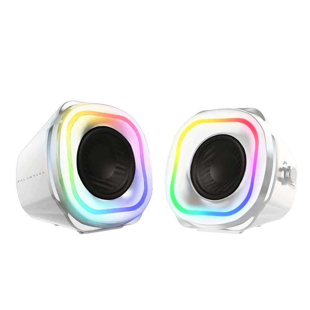 Bocinas 2.0 Gamer Glimm Quad BG555 Balam Rush Conexión Bluetooth/Auxiliar - Controlador Touch, iluminación LED 3 modos, 10w RMS. Sonido estéreo, Alimentació