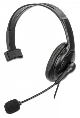 180849 Auriculares monoaurales USB con micrófono reversible. Diseño de un solo lado y circumaurales - cableado, enchufe USB-A,