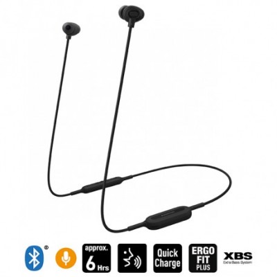 Audífono Bluetooth PANASONIC RP-NJ310BPUK - Negro, Bluetooth, Inalámbrico, Universal