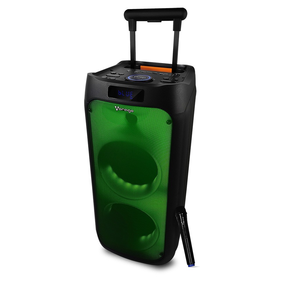 Bocinas Vorago KSP-550 Cable Vorago. KSP-550 bafle Vorago 2X8 pulgadas RGB BT recargable 1 micrófono inalámbrico. -