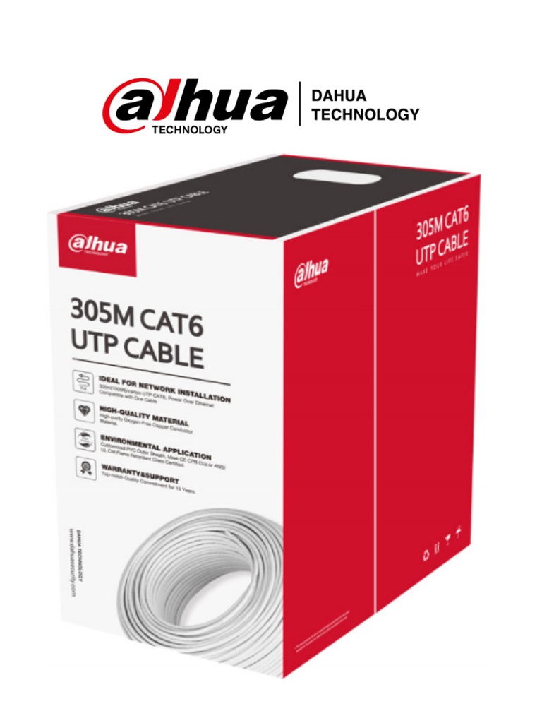 Bobina Dahua Technology DH-PFM923I-6UN - 305m, Blanco, Interior, Cat6, Cobre