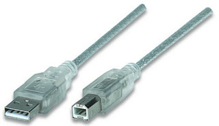 333405 Cable para Dispositivos USB B de Alta Velocidad - USB tipo A macho a USB tipo B macho Color Plata.