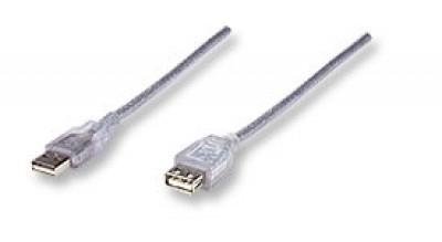 340496 Extensión USB 2.0 de 3m; USB 2.0 - A macho/ A hembra; Plateado translúcido