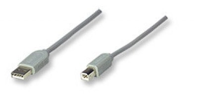 Cable USB A a Tipo B MANHATTAN - 1, 8 m, USB A, USB B, Macho/Macho, Gris