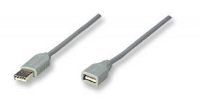 Cable USB - Extension MANHATTAN - 1, 8 m, USB A, USB A, Gris