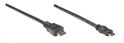 304955 Cable Mini HDMI macho a HDMI macho - Blindado, Negro, 1.8 mts, Soporta una resolución de 4K, video en 3D y color intenso.