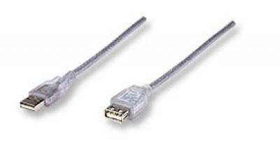 340502 Cable de Extensión USB 2.0  A macho/ A hembra - 4.5 m, Plateado translúcido.
