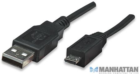 325677 Cable para Dispositivos USB Micro-B de Alta Velocidad - USB 2.0, A macho/ Micro-B macho, 480 Mbps, 0.5 m, Negro