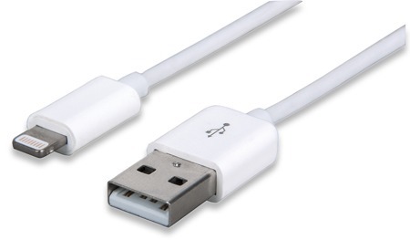 Cable iLynk 8 pines MANHATTAN - Color blanco, 1 m, Cable cargador