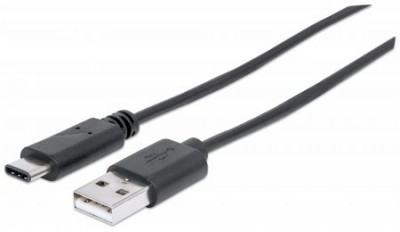 353298 Cable USB A a USB C - Largo 1m Color Negro. USB 2.0 estándar-A macho a USB C macho.