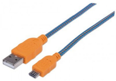 Cable USB a Micro B MANHATTAN 352727 - USB, Micro-USB B, 1, 8 m, Azul