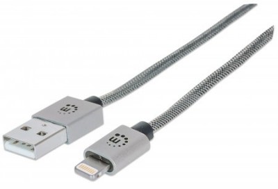 Cable lightning MANHATTAN 394338 - Plata, Apple, 1 m, Cable Lightning