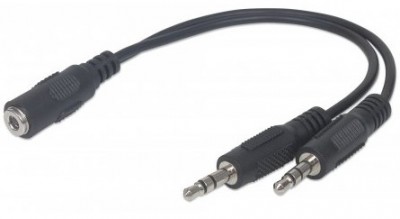 Cable estereo 3.5mm MANHATTAN 354578 - 3.5mm, 2 x 3.5mm, Negro