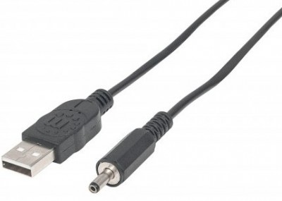 Cable USB A MANHATTAN 354196 - USB, A-Alim, 1 m, Negro