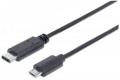 Cable USB C MANHATTAN 354967 - USB C, Micro-USB B, 2 m, Negro