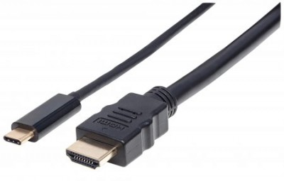 Cable USB MANHATTAN 151764 - USB C, HDMI, Macho/Macho, 2 m, Negro