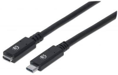 Cable de extensión USB Tipo C  MANHATTAN 355230 - USB C, USB C, Macho/hembra, 0, 5 m, Negro