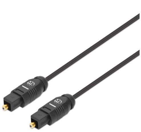 356091 Cable de audio digital óptico Toslink - M-M, Longitud 5m, contactos dorados, Color negro.