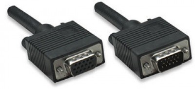 Cable VGA - HD15 - Extension MANHATTAN - 7, 5 m, VGA (D-Sub), VGA (D-Sub), Macho/hembra, Negro