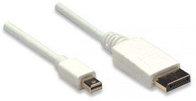 Cables Mini DisplayPort a Displayport MANHATTAN 324748 - 2 m, Mini DisplayPort, DisplayPort, Color blanco, Macho/Macho
