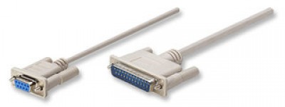 Cable Null Modem Serial MANHATTAN - DB9, DB25, Macho/hembra, 1, 8 m