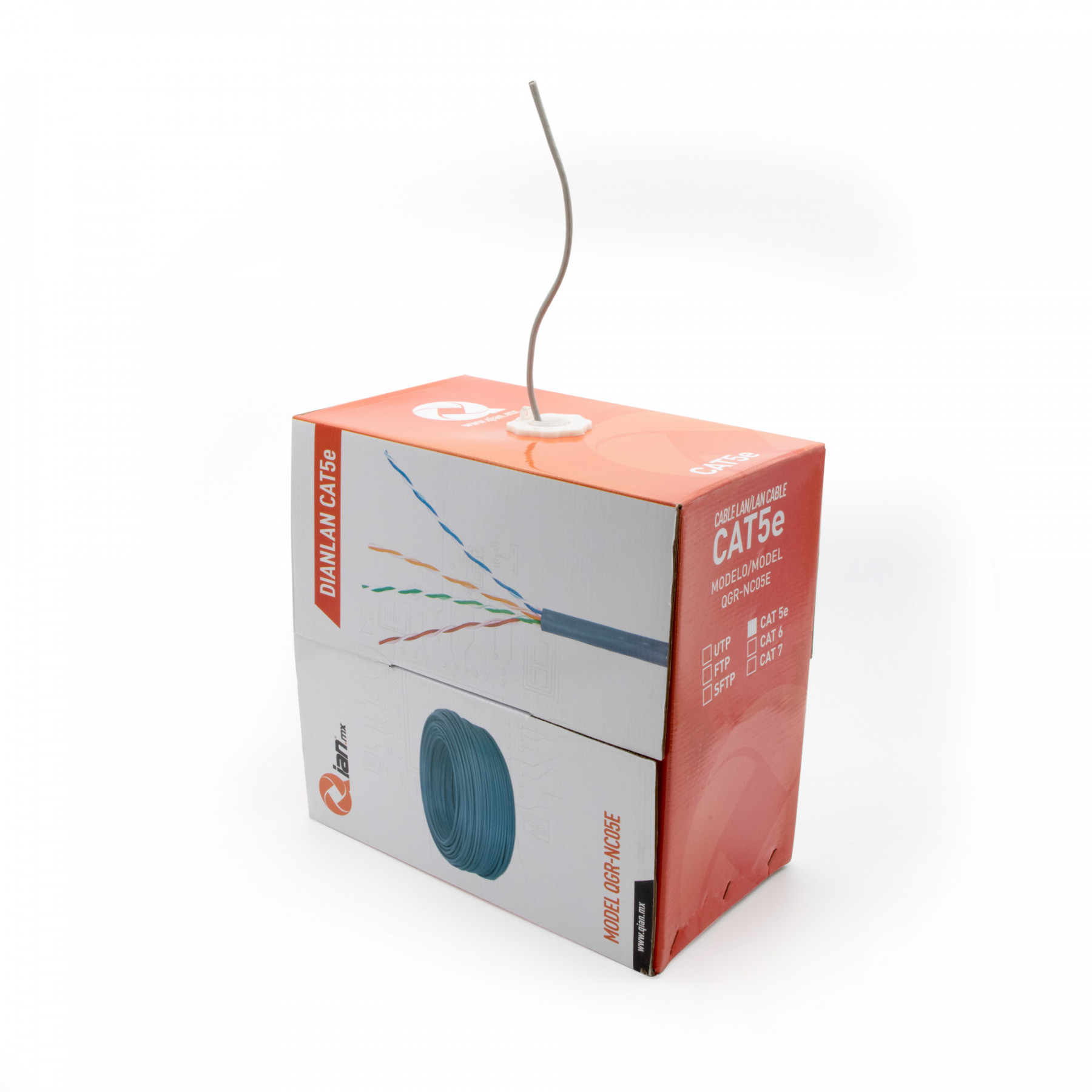 Bobina de Cable UTP QIAN QHR-CAT5E DIANLAN - CAT5E, AZUL, 24 AWG INTERIOR
