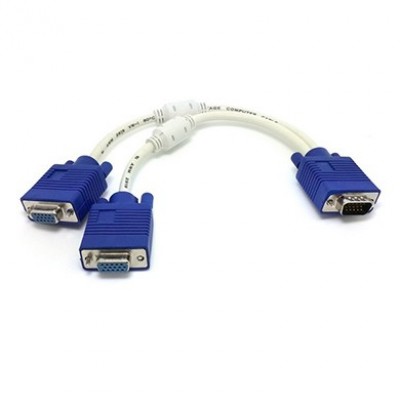 CABLE SVGA EN "Y" BROBOTIX 003577 - Color blanco, VGA, VGA, VGA, Macho/hembra