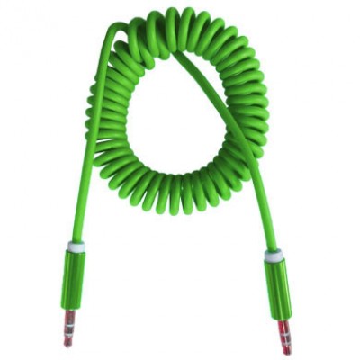 Cable Stereo BROBOTIX CABLE STEREO ESPIRAL MACHO-MACHO DE 1.8 MTS. VERDE - 1, 8 m, Macho / Macho, Verde, Auxiliar