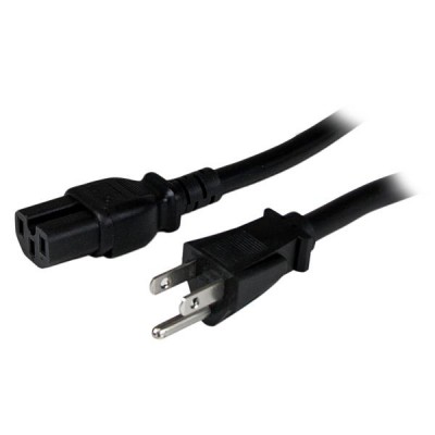 Cable de alimentación StarTech.com - Macho/Macho, 1, 2 m, NEMA 5-15P, Negro, 15