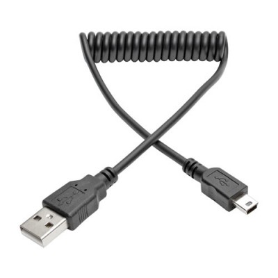 Cable Espiral USB 2.0 TRIPP-LITE U030-006-COIL - USB A, Mini-USB B, Macho/Macho, 1, 8 m, Negro