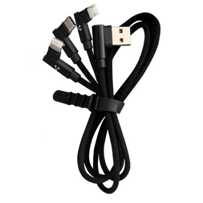 Cable USB 3 en 1 VORAGO CAB-308 - USB A, USB Tipo A Macho a 3 puntas, 1, 3 m, Negro