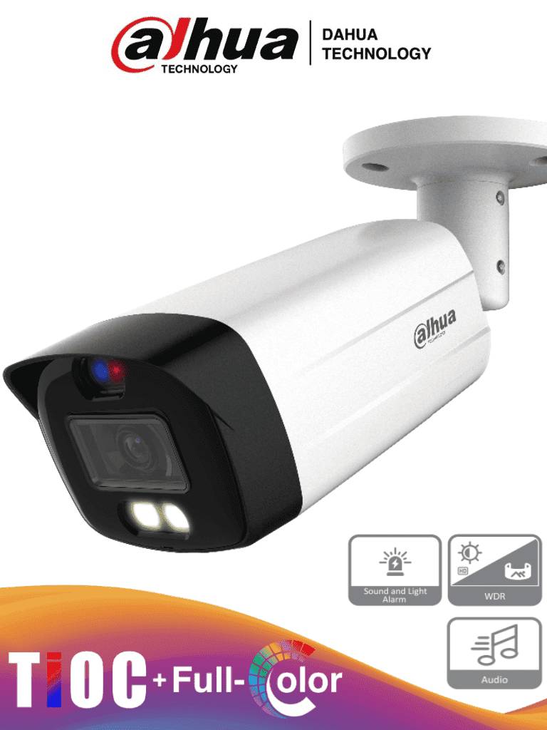 DAHUA HAC-ME1809TH-A-PV - Cámara Bullet TiOC 4k/ Lente de 3.6mm/ Luz de 40 Mts/ Micrófono Integrado/ 1 Salida de Alarma/ Soporta: CVI/TVI/AHD/ IP67/ -