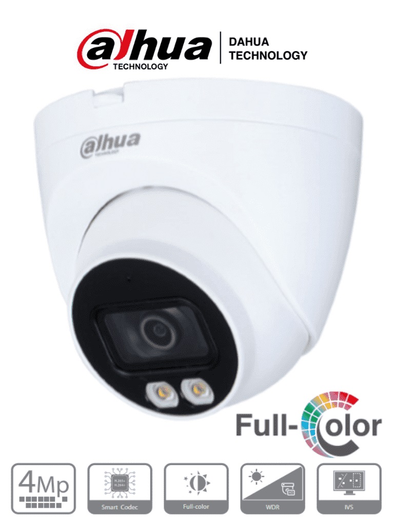DAHUA IPC-HDW2439T-AS-LED-28- Camara Domo IP de 4 Megapixeles/ Lente de 2.8 mm/ Microfono Integrado/ Luz para 30 Mts/ WDR Real/ Ranura para MicroSD -
