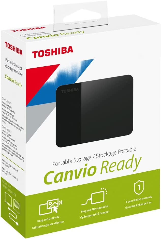 Disco Duro Toshiba Canvio Ready 4TB HDTP340XK3CA - Color Negro, USB USB 3.2 Gen 1(compatible con 2.0), Formato 2.5