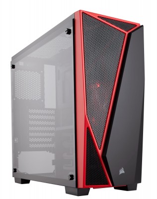 Gabinete CORSAIR Spec-04 - Midi-Tower, PC, Acero, ATX, Micro-ATX, Mini-ITX, Negro, Rojo