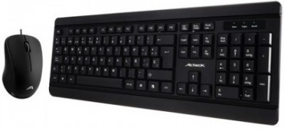 Kit Teclado y Mouse USB  ACTECK AC-916639 - Estándar, 104 Teclas, Negro