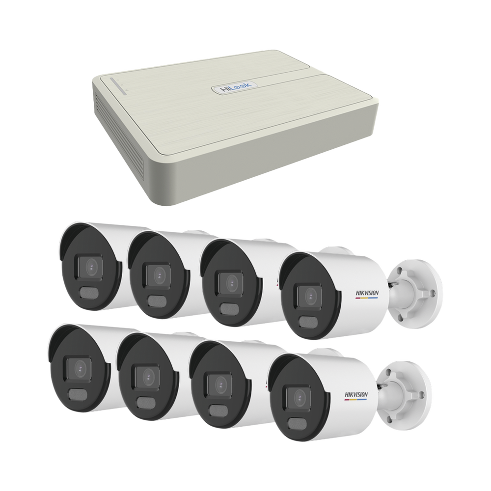 Kit IP 1080p KIPCV2M/8B / NVR de 8 Canales / 8 Cámaras IP Bala ColorVu -