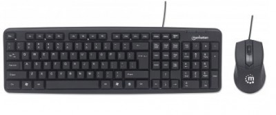 178464 Kit teclado y mouse optico de 1000 ppp - teclado con diseño ergonómico y con amplia área de trabajo, Garantia 3 años.