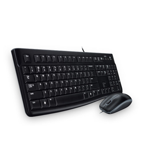 KIT DE TECLADO Y MOUSE LOGITECH  MK120, ALAMBRICO, USB, EGRO ( ESPAÑOL )