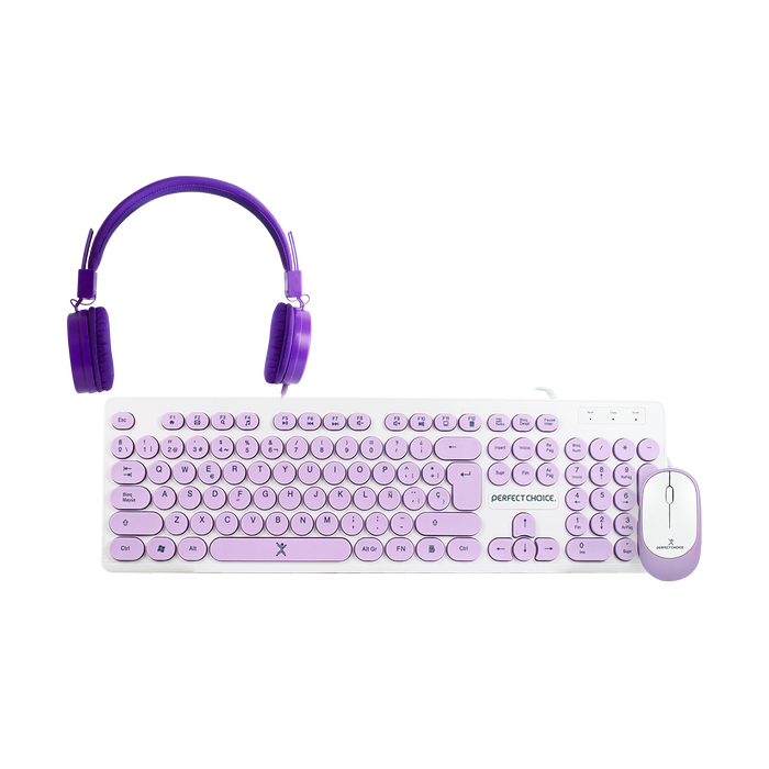 Kit alámbrico mouse+teclado morado Perfect Kids Farben PC-201724 -