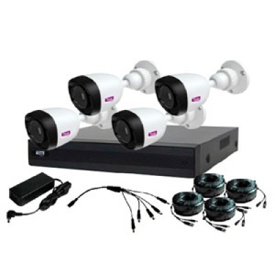 KIT 8X41 DVR 8 Canales + 4 Cámaras MERIVA TECHNOLOGY TOP804 - interior/exterior, Plástico, 8, H.264, 1080p (2MP)
