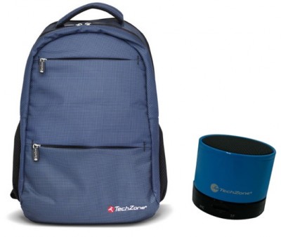 Mochila TZ18LBP01-AZUL marca TECHZONE compatible con laptop de hasta 15.6 pulgadas y Bocina TZ15SPBT-B -