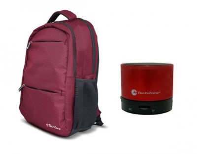Kit Mochila y Bocina TECHZONE TZ18LBP01-ROJO - 15.6 pulgadas, Mochila